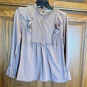 Andre by Unit tan ruffle top